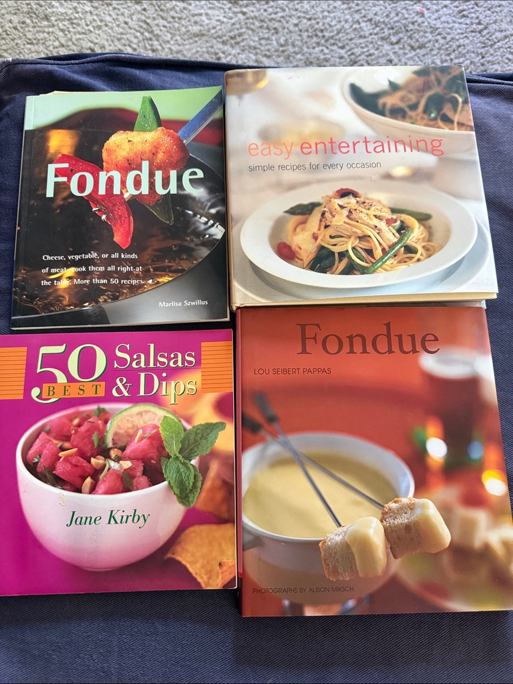Assorted Cookbook Set - Fondue, Easy Entertaining, Salsas & Dips - Multicolor